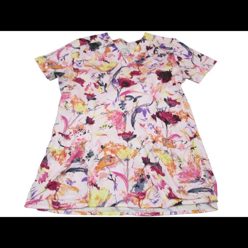 Health Pro Womens Multicolor Uniform Medical Scrub Top Nurse Work Wear Size XS‌‌